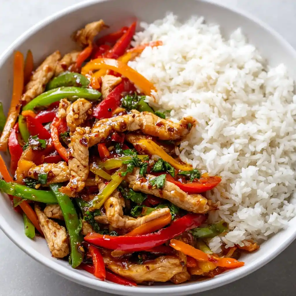 Chicken And Bell Pepper Stir-Fry Meal Prep with Rice