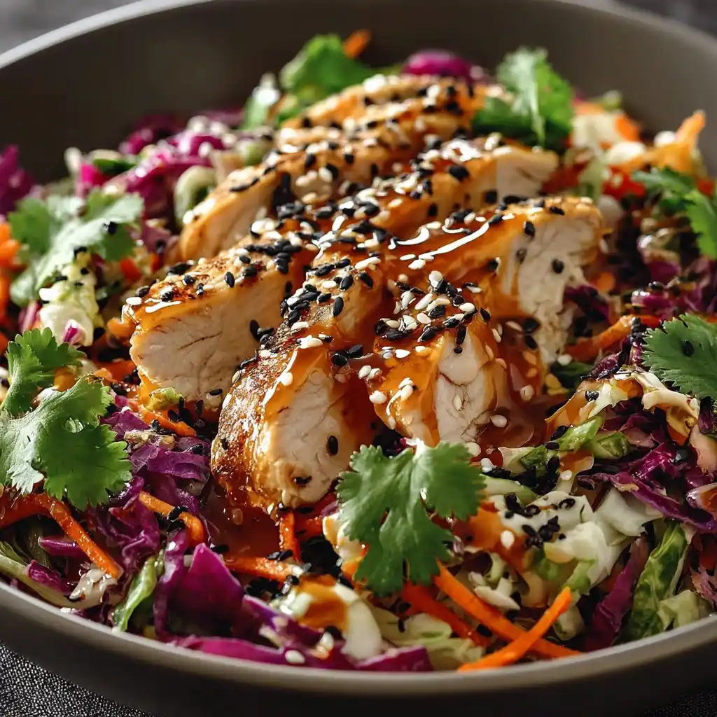 Chicken Coleslaw Salad with Ginger Sesame Dressing