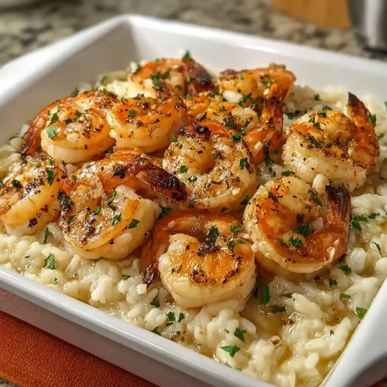 Creamy Garlic Butter Shrimp and Rice Bake