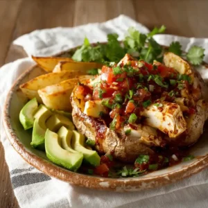 Salsa Chicken Stuffed Potatoes
