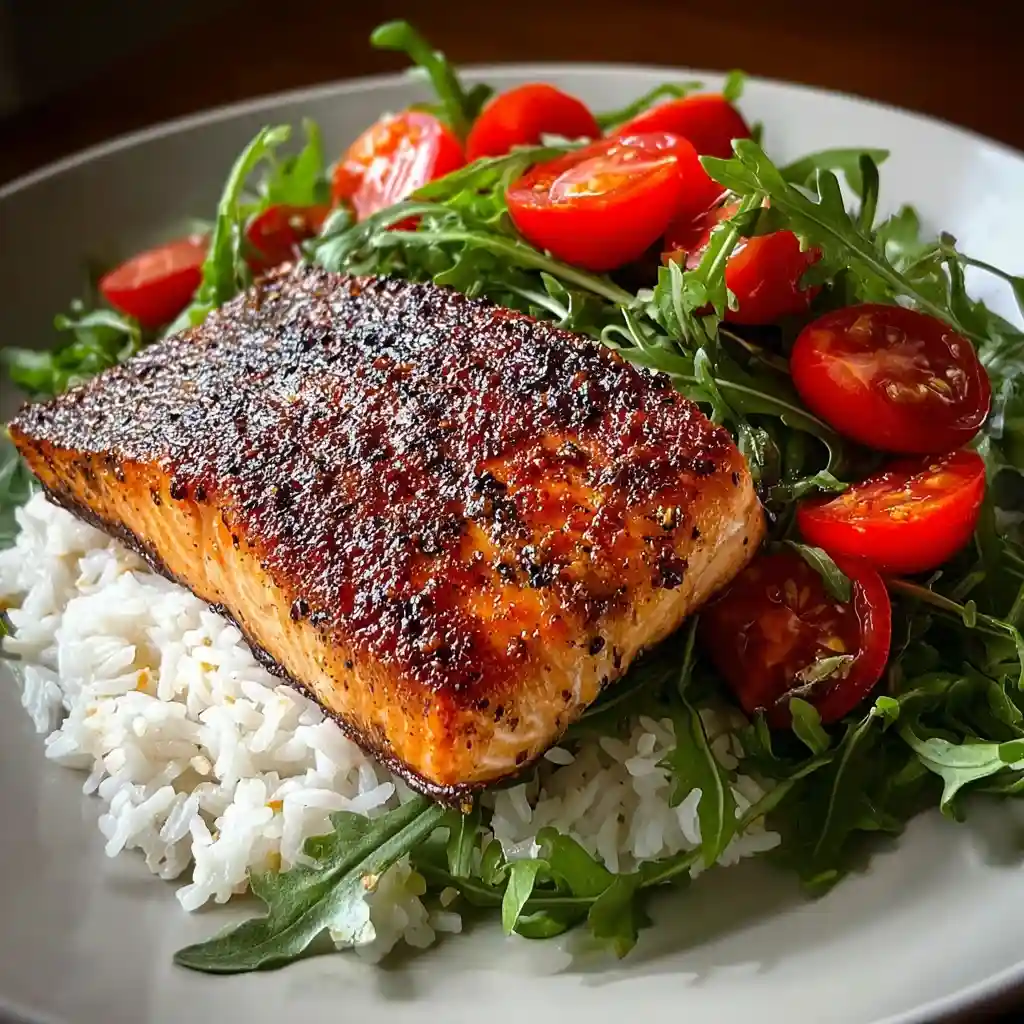 Seared Salmon with Rice