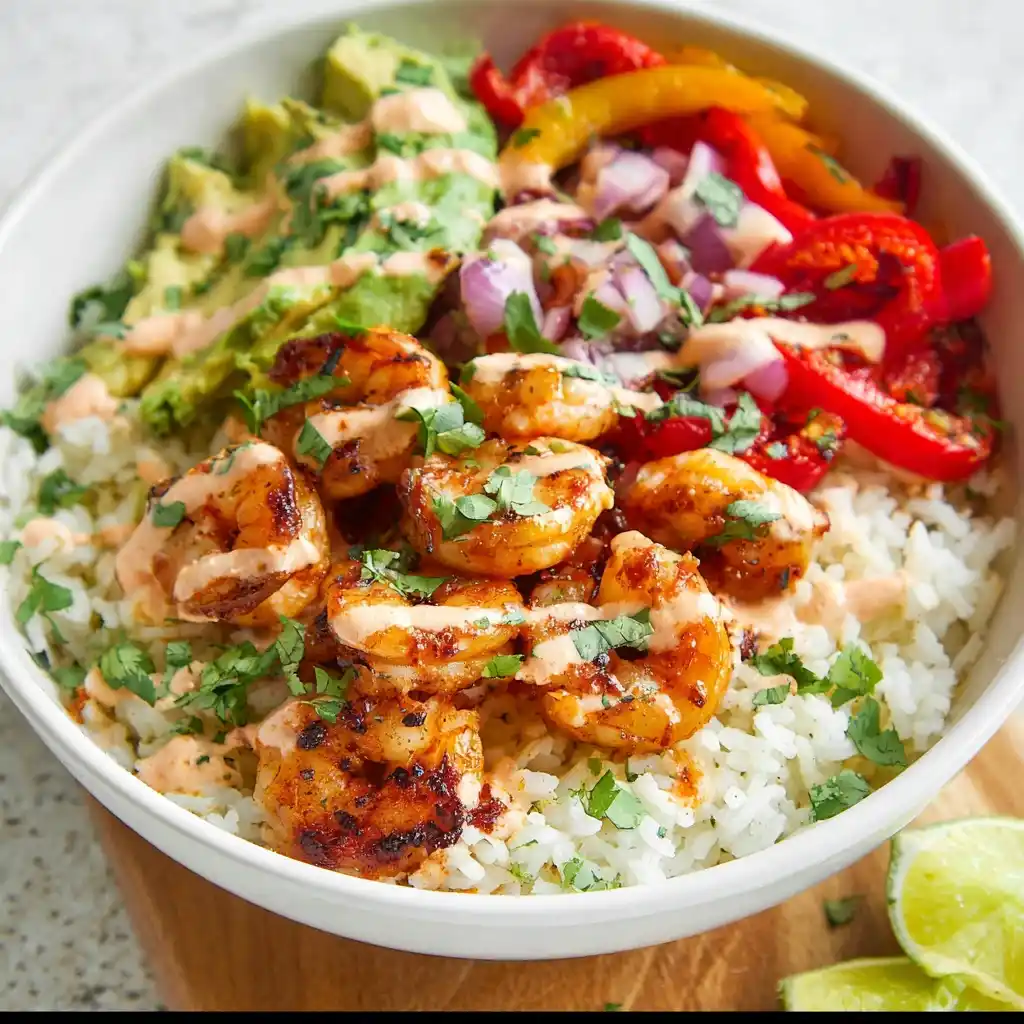 Shrimp Fajita Bowls With Chipotle Sauce