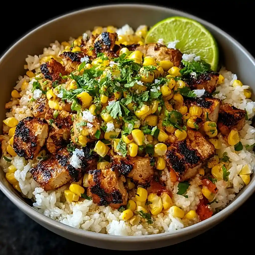 Street Corn Chicken Rice Bowl