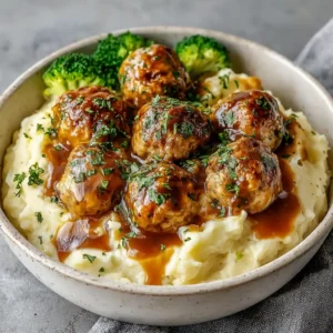 Turkey Meatball Mashed Potato Bowls