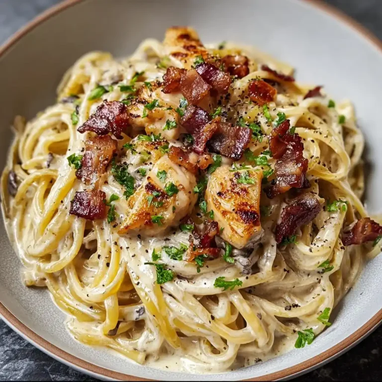 Carbonara with Crispy Chicken Beef Bacon