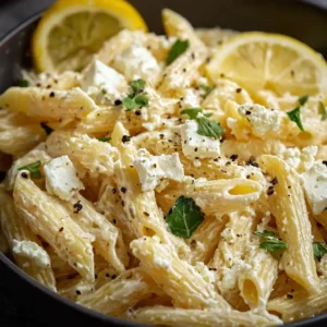 Easy Creamy Lemon Feta Pasta Recipe Best Feta Cheese Pasta Sauce Ideas How To Make Creamy Lemon Pasta Vegetarian Lemon Fet...