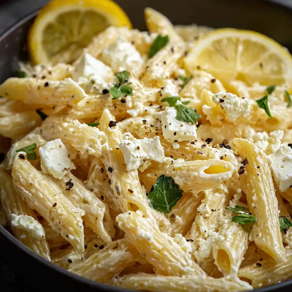 Easy Creamy Lemon Feta Pasta Recipe Best Feta Cheese Pasta Sauce Ideas How To Make Creamy Lemon Pasta Vegetarian Lemon Fet...