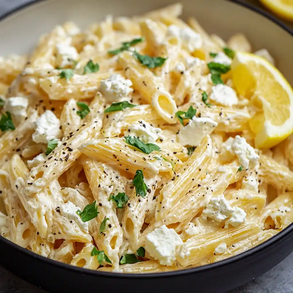 Easy Creamy Lemon Feta Pasta Recipe Best Feta Cheese Pasta Sauce Ideas How To Make Creamy Lemon Pasta Vegetarian Lemon Fet...