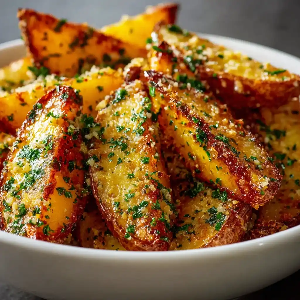 Crispy Garlic Parmesan Potato Wedges