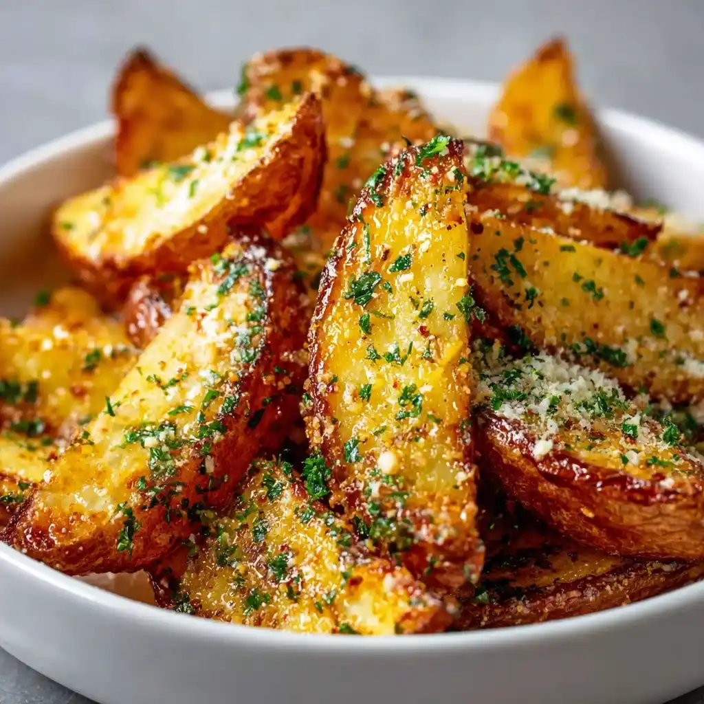 Crispy Garlic Parmesan Potato Wedges