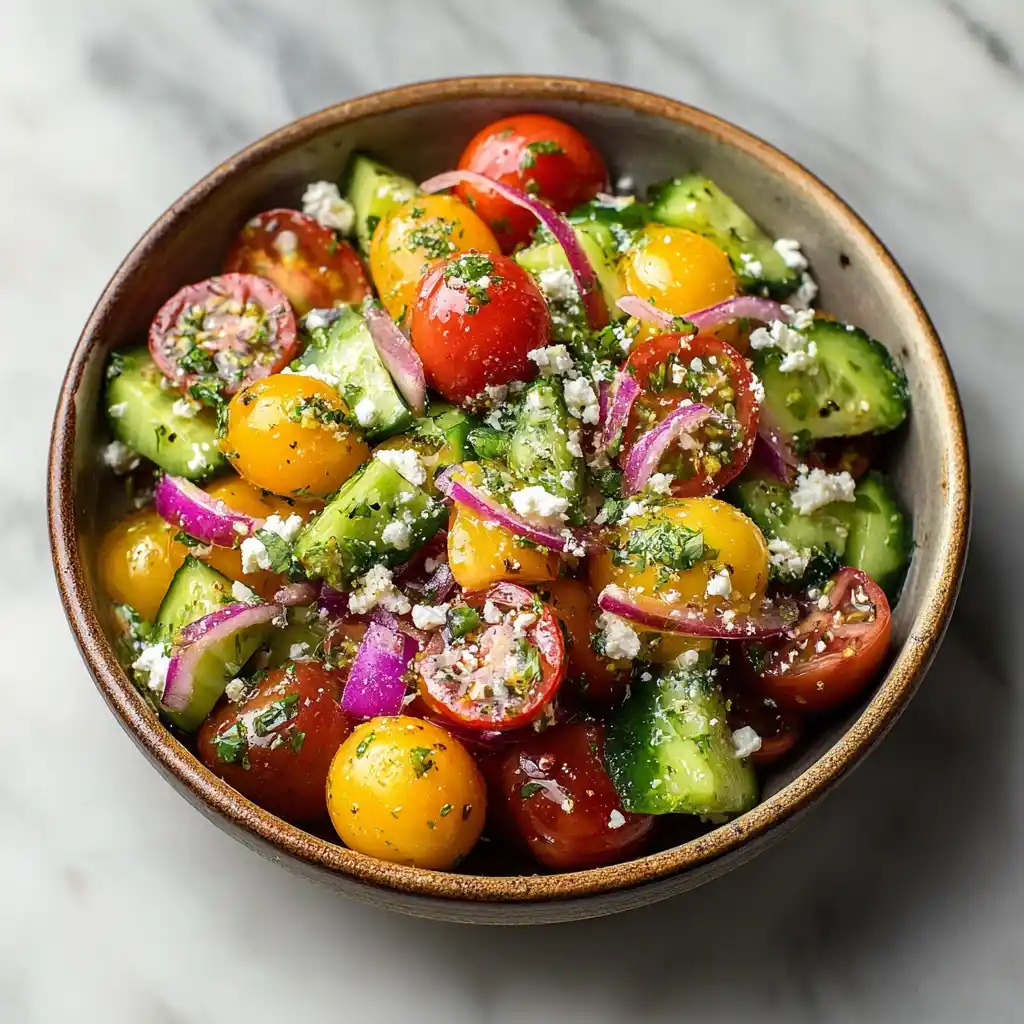 Easy Tomato Cucumber Feta Salad Recipe Best Feta Cheese For Tomato Cucumber Salad Low-calorie Tomato Cucumber Feta Salad M...