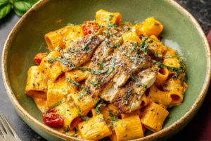 Burst Cherry Tomato Basil Chicken Rigatoni Recipe Easy Cherry Tomato Basil Chicken Pasta Homemade Burst Cherry Tomato Riga...