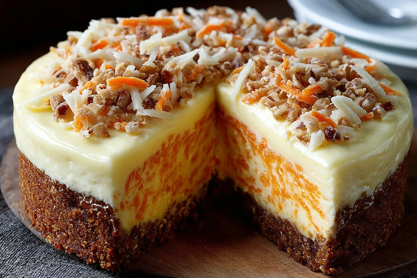 Carrot Cake Cheesecake Recipe Best Carrot Cake Cheesecake With Creamy Topping How To Make Carrot Cake Cheesecake Carrot Ca...
