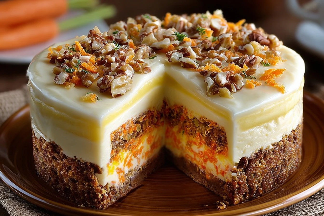 Carrot Cake Cheesecake Recipe Best Carrot Cake Cheesecake With Creamy Topping How To Make Carrot Cake Cheesecake Carrot Ca...