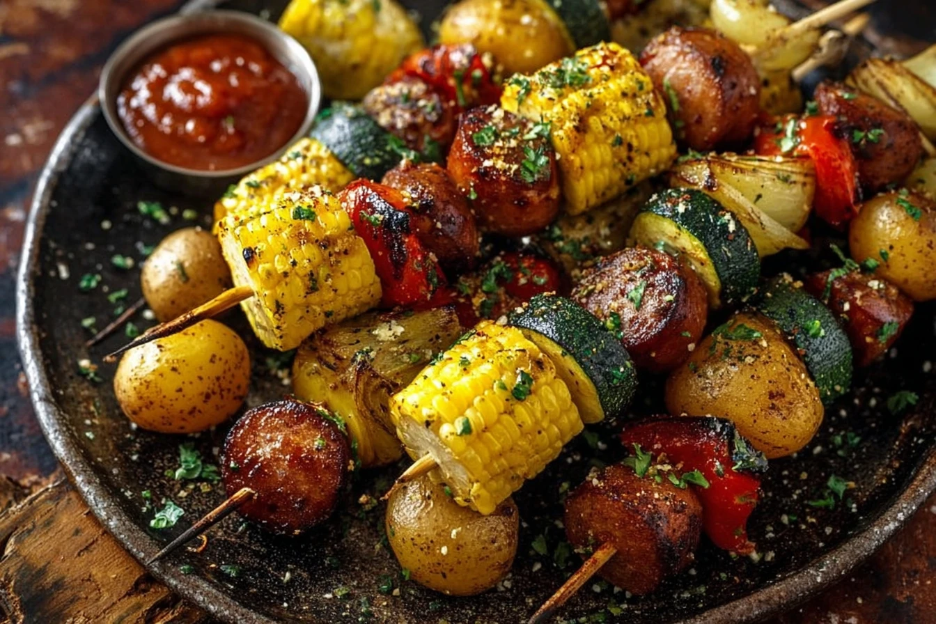 Cowboy Butter Kielbasa Skewers Recipe How To Make Potato Skewers With Cowboy Butter Best Cowboy Butter Sauce For Kielbasa ...