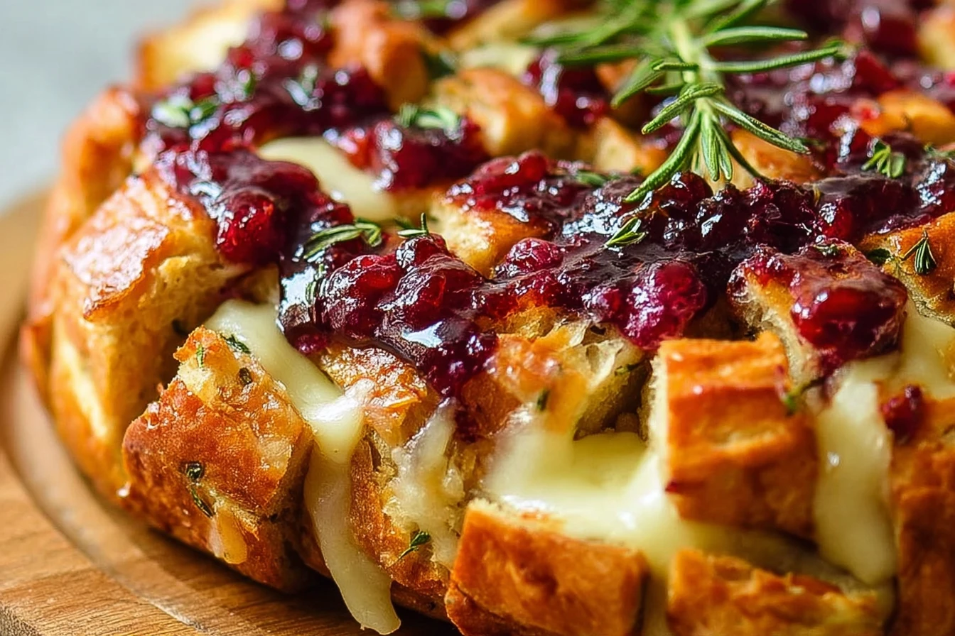 Cranberry Brie Pull Apart Bread Recipe Easy Cranberry Brie Bread Holiday Cranberry Brie Bread Ideas Cranberry Brie Appetiz...
