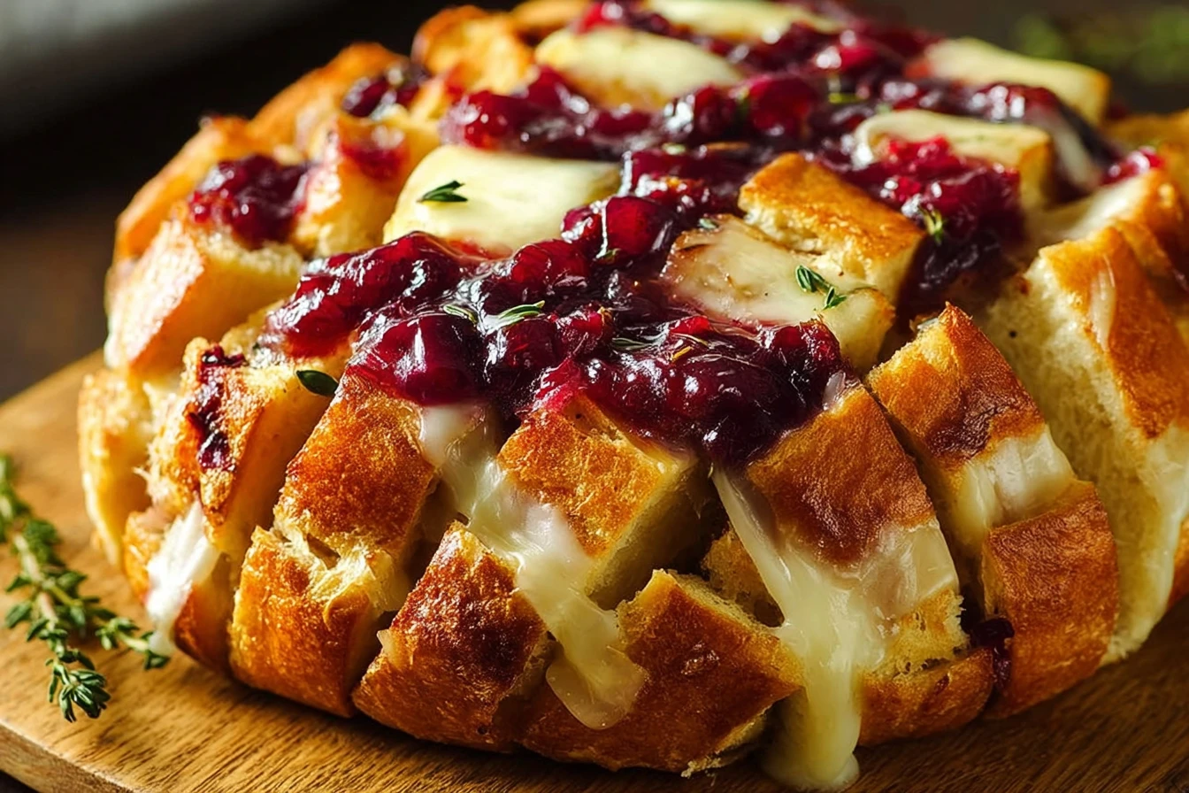 Cranberry Brie Pull Apart Bread Recipe Easy Cranberry Brie Bread Holiday Cranberry Brie Bread Ideas Cranberry Brie Appetiz...