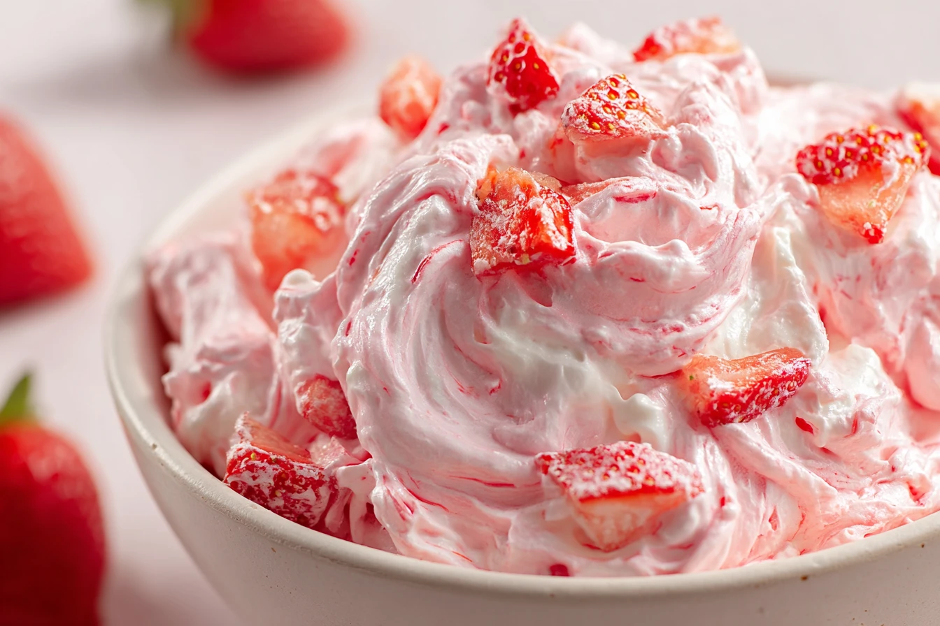 Easy Strawberry Fluff Salad Recipe Best Summer Strawberry Fluff Recipe Homemade Strawberry Fluff For Picnics Light Strawbe...