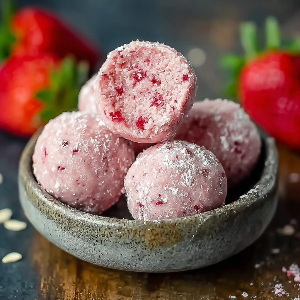 Low Carb Strawberry Cheesecake Protein Balls Gluten-free Strawberry Protein Cheesecake Bites Easy Strawberry Cheesecake Pr...