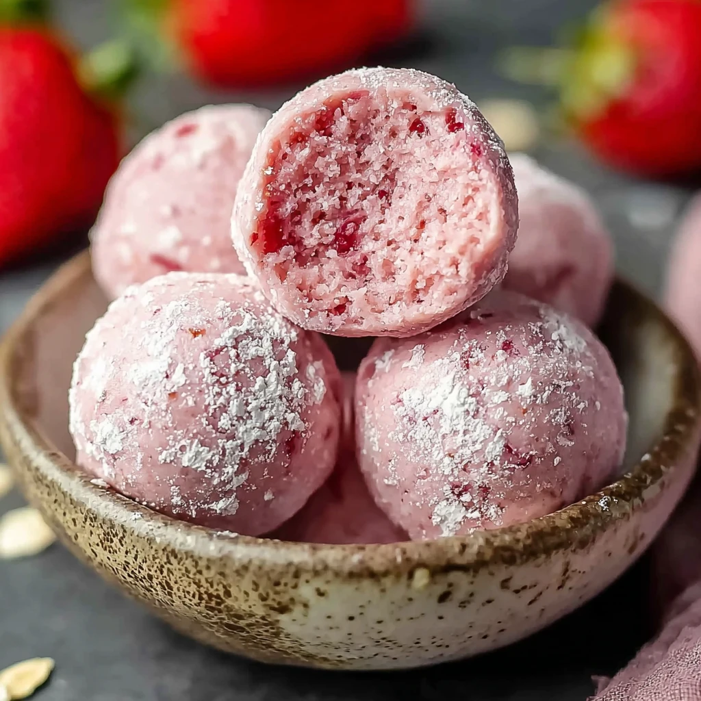 Low Carb Strawberry Cheesecake Protein Balls Gluten-free Strawberry Protein Cheesecake Bites Easy Strawberry Cheesecake Pr...