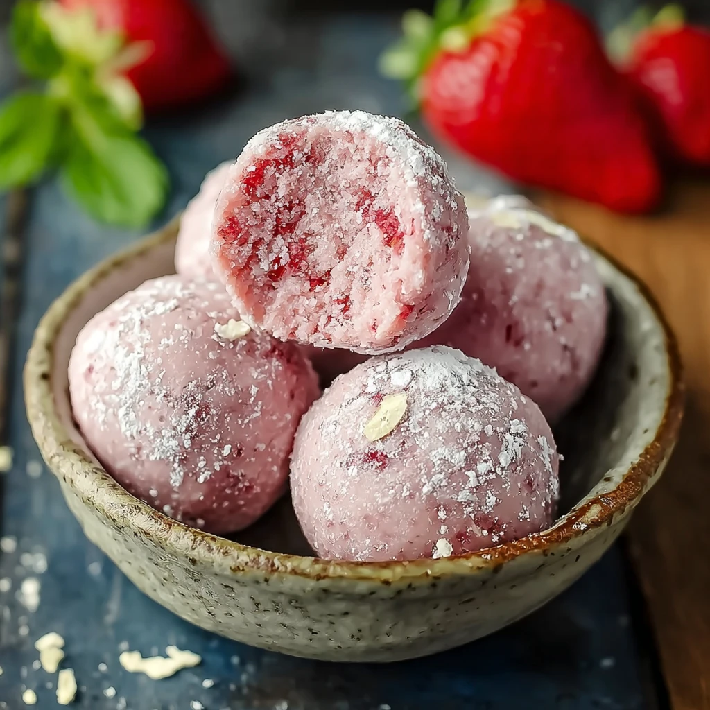 Low Carb Strawberry Cheesecake Protein Balls Gluten-free Strawberry Protein Cheesecake Bites Easy Strawberry Cheesecake Pr...