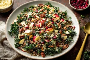 Manchego Apple Kale Salad Recipe Best Manchego Cheese Salad Ideas How To Make Kale Apple Farro Salad Healthy Farro Salad R...