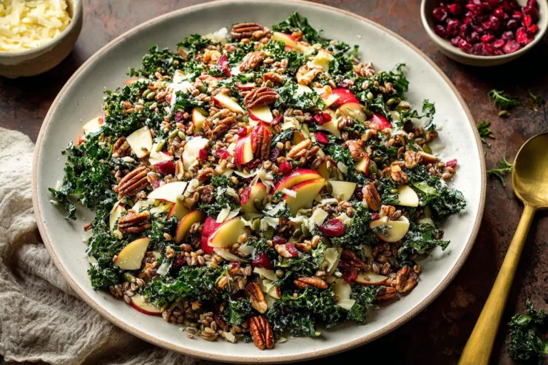 Manchego Apple Kale Salad Recipe Best Manchego Cheese Salad Ideas How To Make Kale Apple Farro Salad Healthy Farro Salad R...