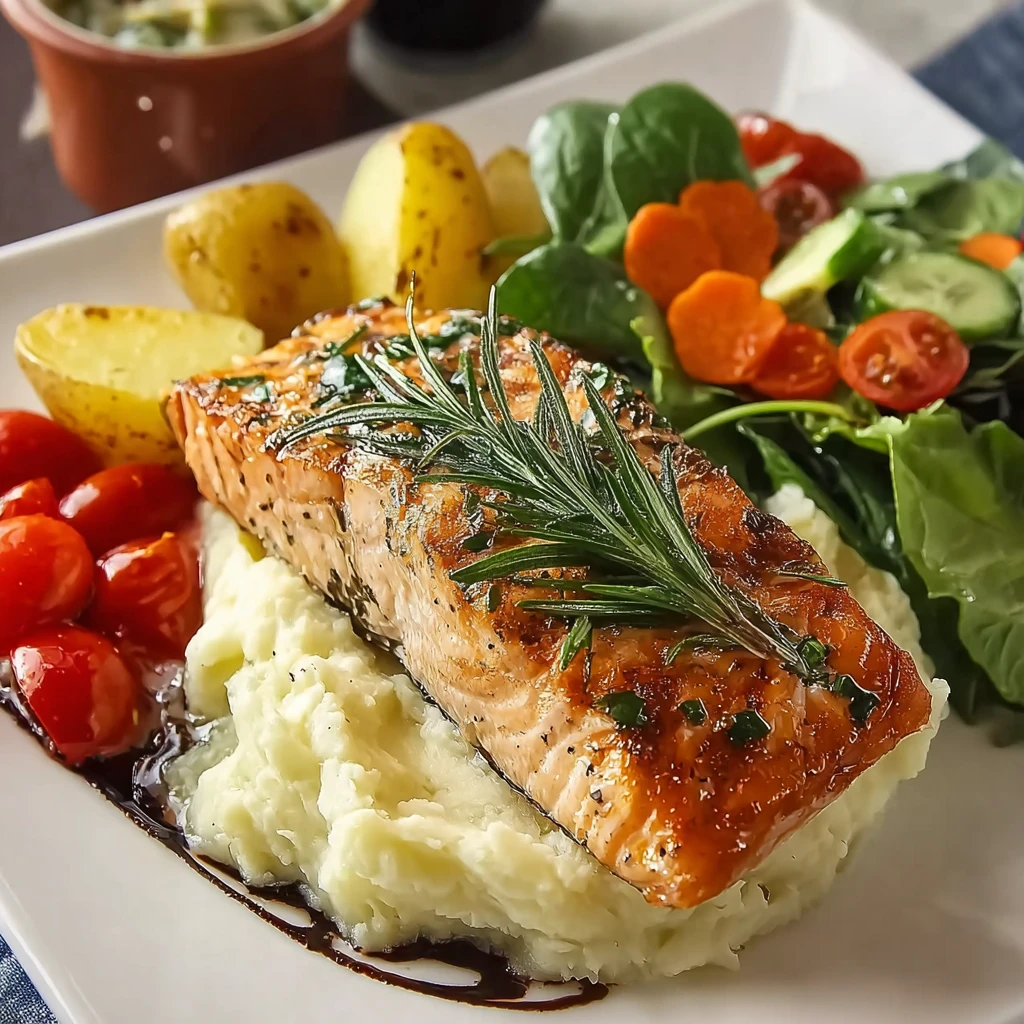 Rosemary Salmon Recipe Ideas Best Rosemary Salmon And Potatoes Fresh Garden Salad Pairing Ideas Healthy Dinner Recipes Wit...