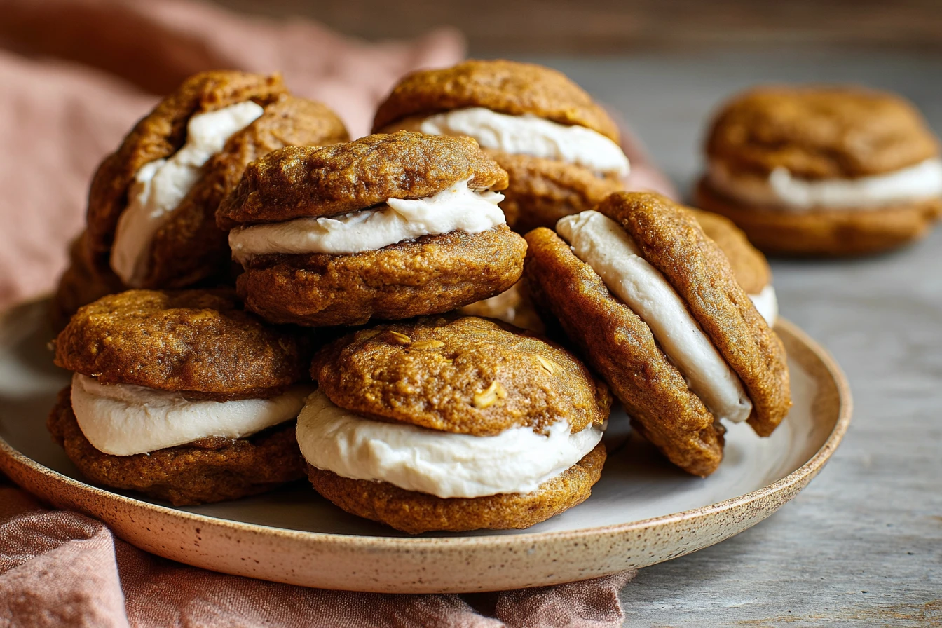 Salted Brown Butter Pumpkin Oatmeal Cream Pies Recipe How To Make Pumpkin Oatmeal Cream Pies Brown Butter Cream Cheese Fil...