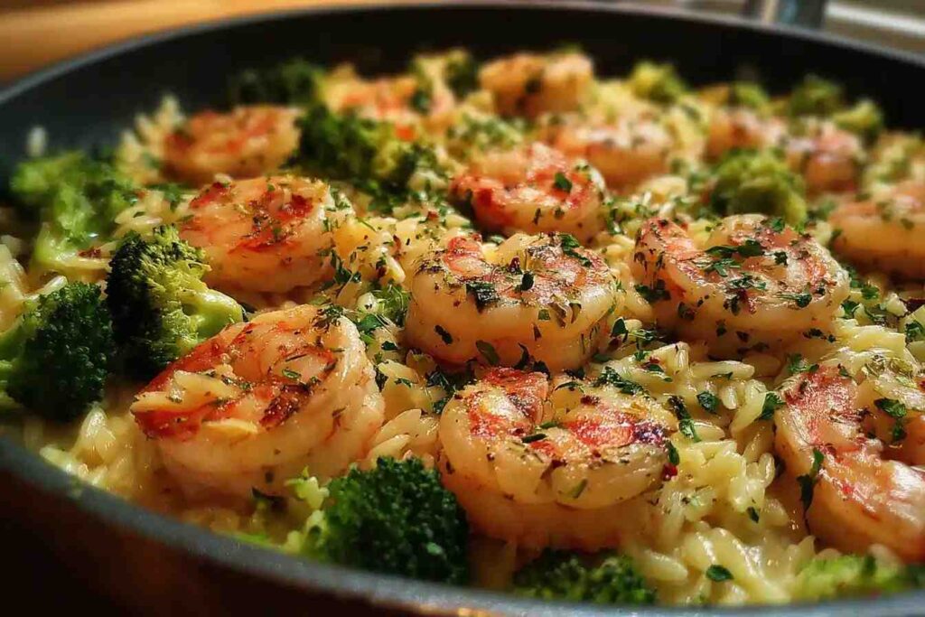 Creamy Orzo Shrimp Broccoli