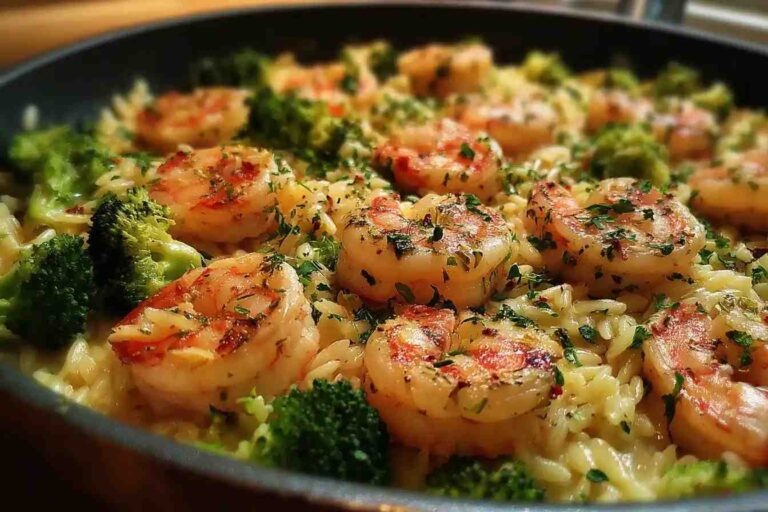 Creamy Orzo Shrimp Broccoli