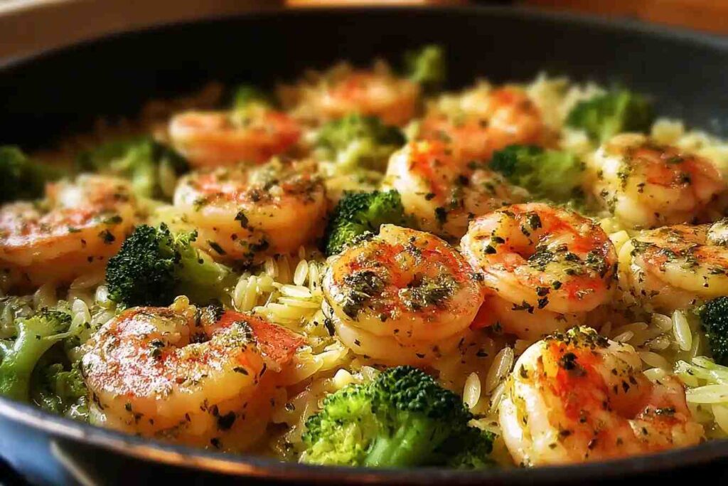 Creamy Orzo Shrimp Broccoli