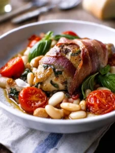 Italian Chicken with Ham, Basil & Beans