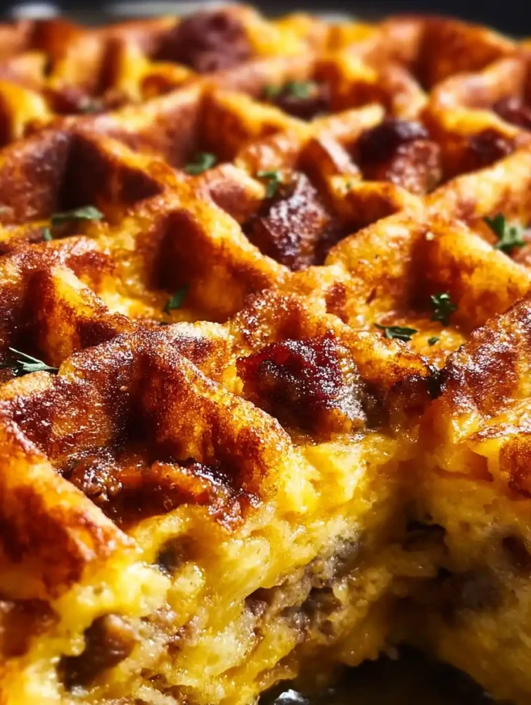 Maple Waffle Breakfast Casserole Recipe Easy Maple Waffle Casserole Brunch Savory Waffle Breakfast Casserole Sweet Waffle ...
