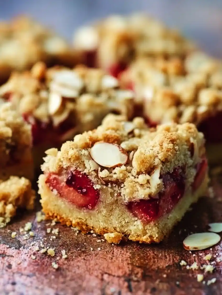 Plum And almond crumble slice