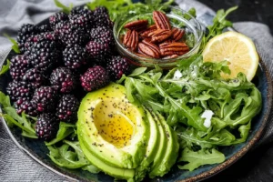 Blackberry Avocado Salad Recipe Honey Lemon Vinaigrette Dressing Healthy Berry Avocado Salad Tangy Honey Lemon Salad Dress...