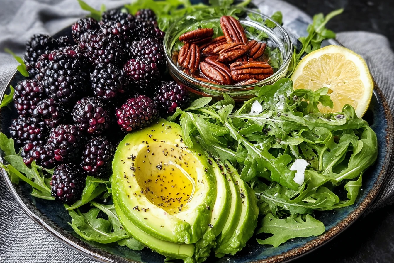 Blackberry Avocado Salad Recipe Honey Lemon Vinaigrette Dressing Healthy Berry Avocado Salad Tangy Honey Lemon Salad Dress...