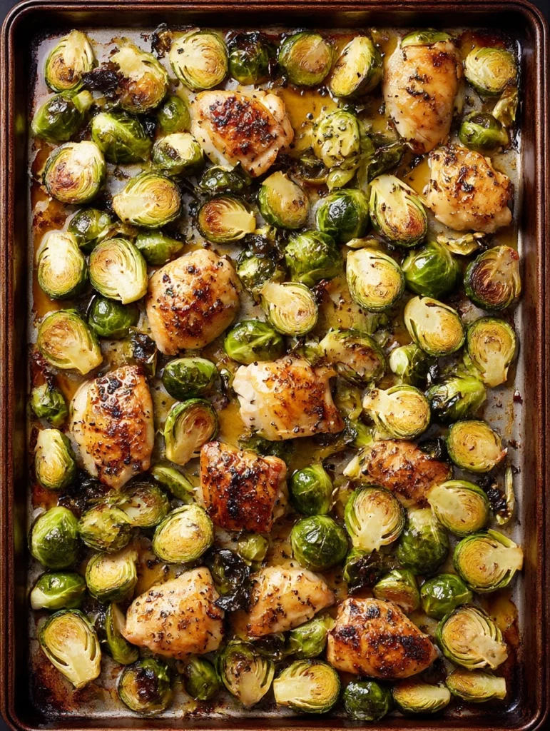 Miso-Maple Sheet-Pan Chicken With Brussels Sprouts