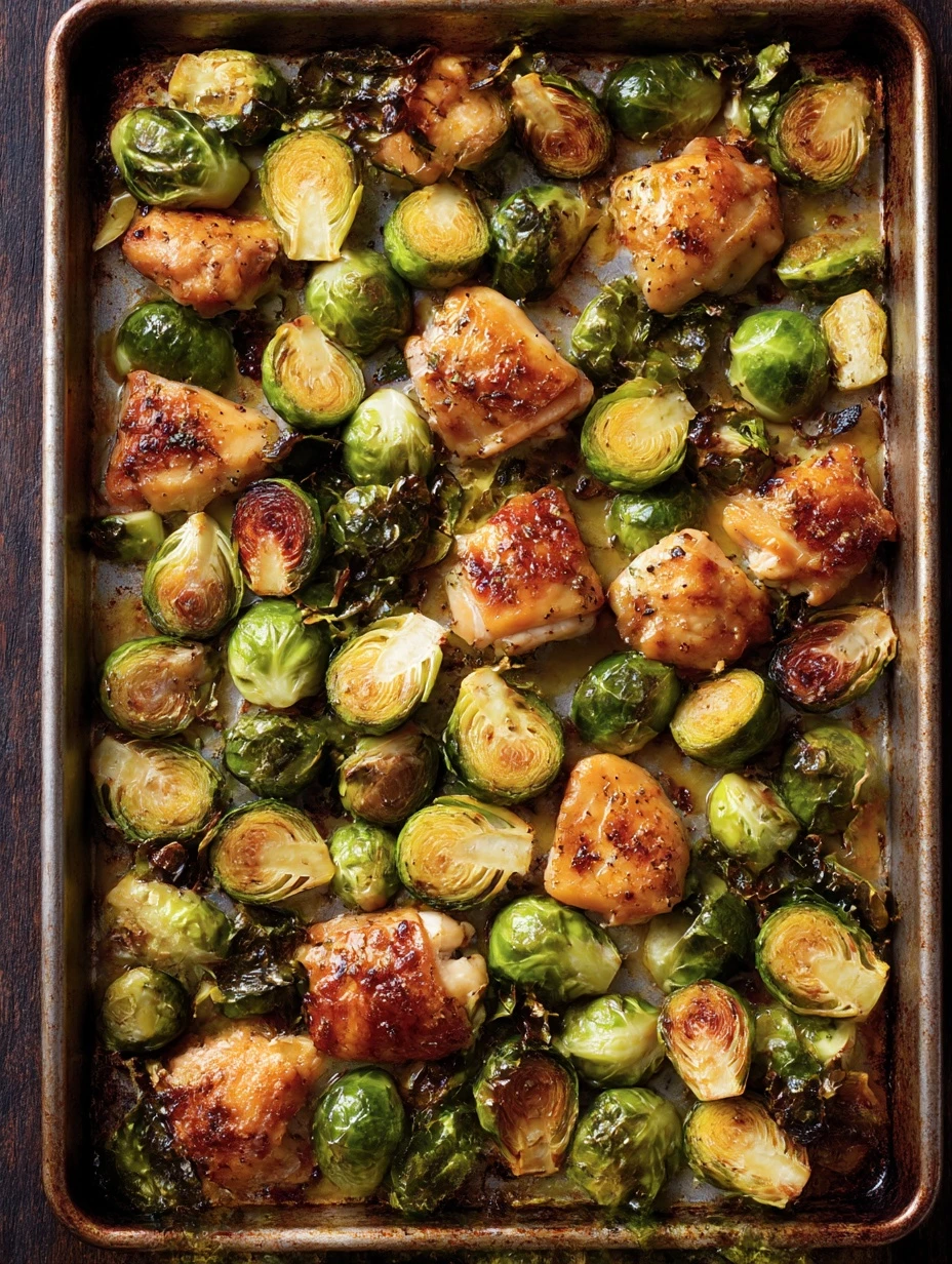 Miso-maple Chicken Sheet-pan Recipe Easy Miso-maple Chicken Dinner Healthy Sheet-pan Chicken With Brussels Sprouts Gluten-...