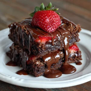 Chocolate Covered Strawberry Brownies | Decadent Treat