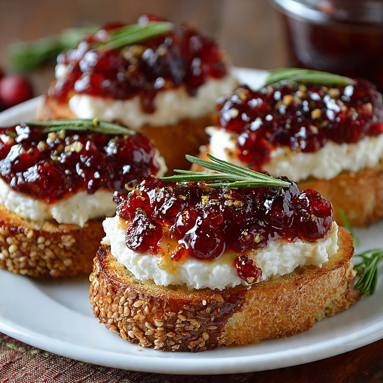 Festive Cranberry Pepper Jelly Cream Cheese Bruschetta