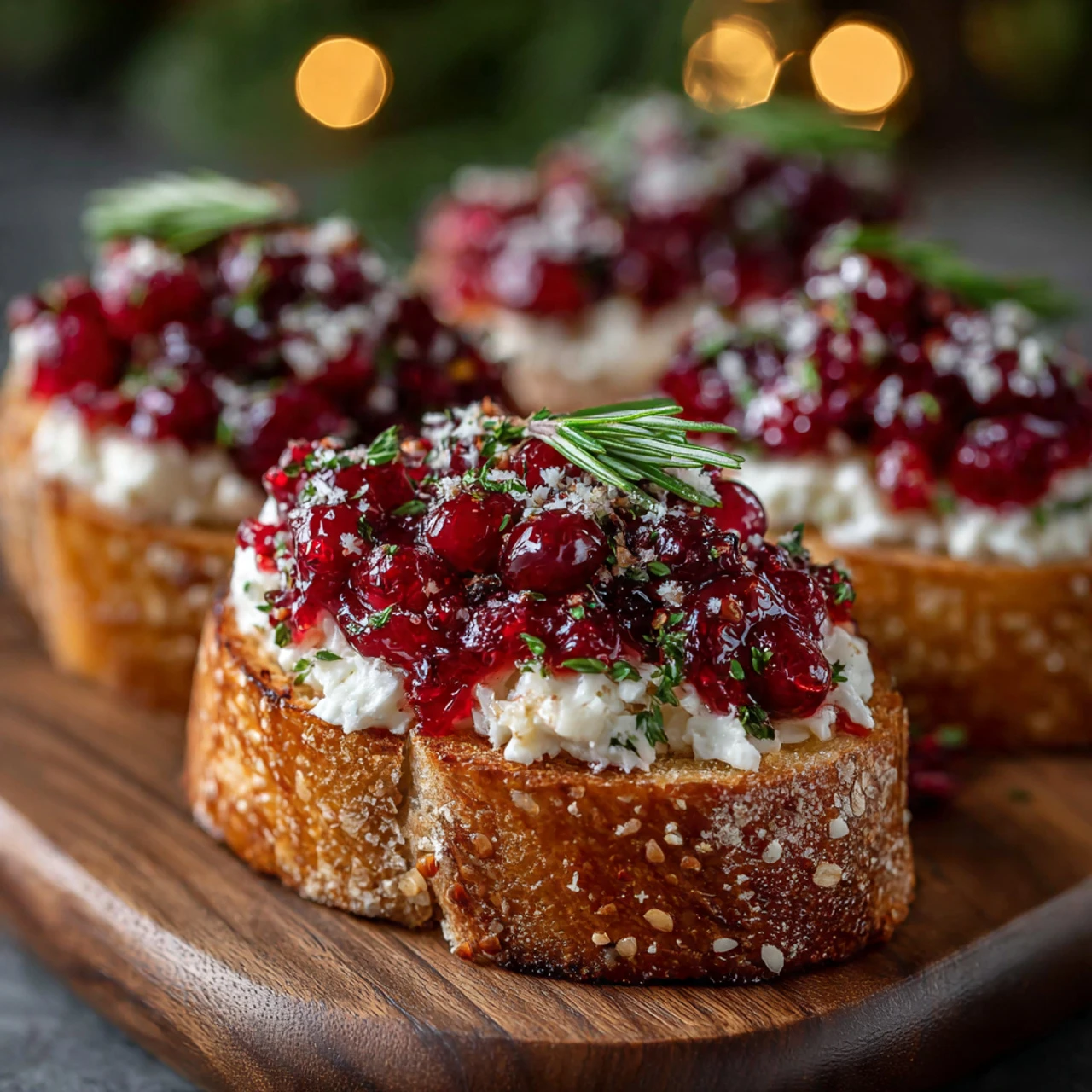 Festive Cranberry Pepper Jelly Cream Cheese Bruschetta