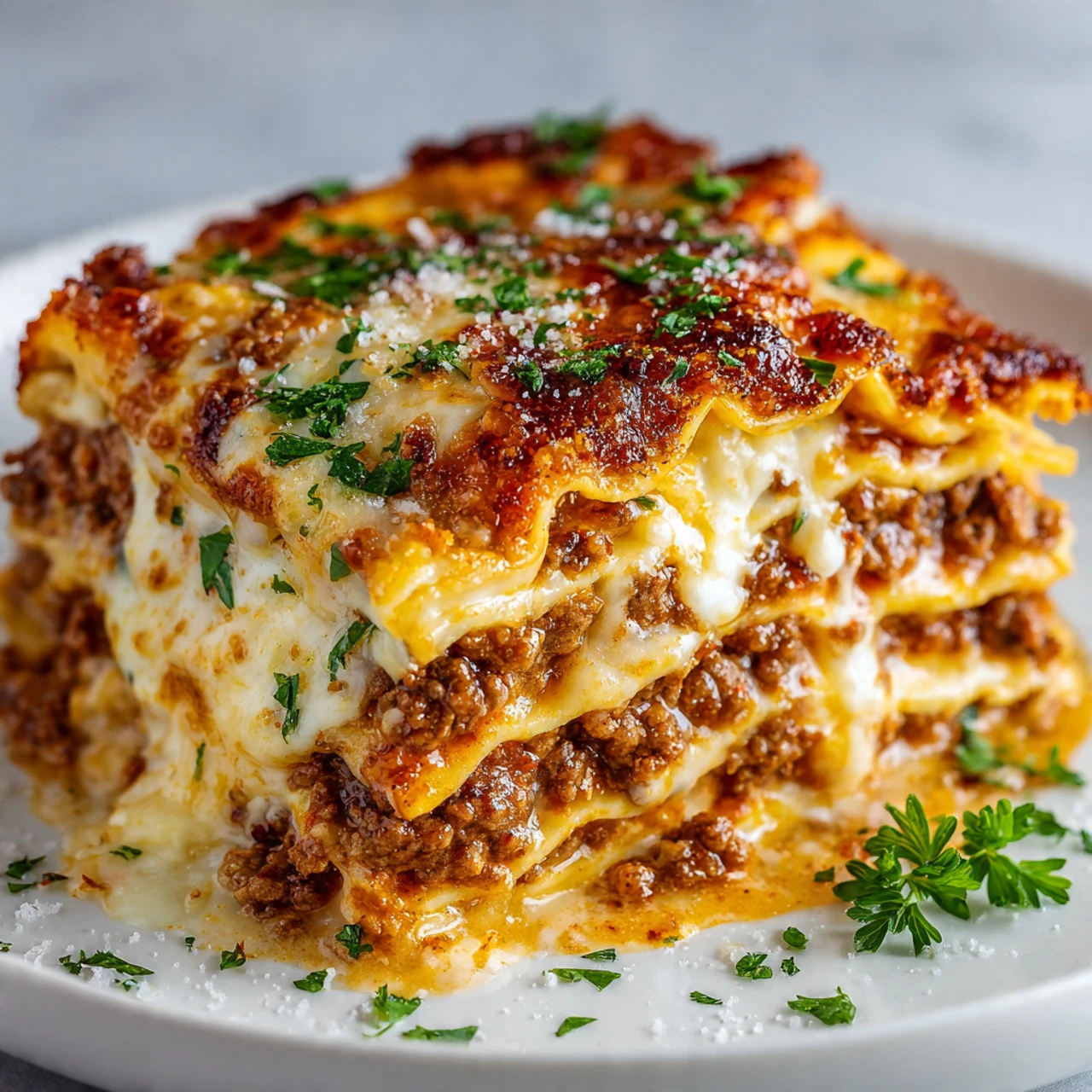 Parmesan Garlic Bacon Cheeseburger Lasagna