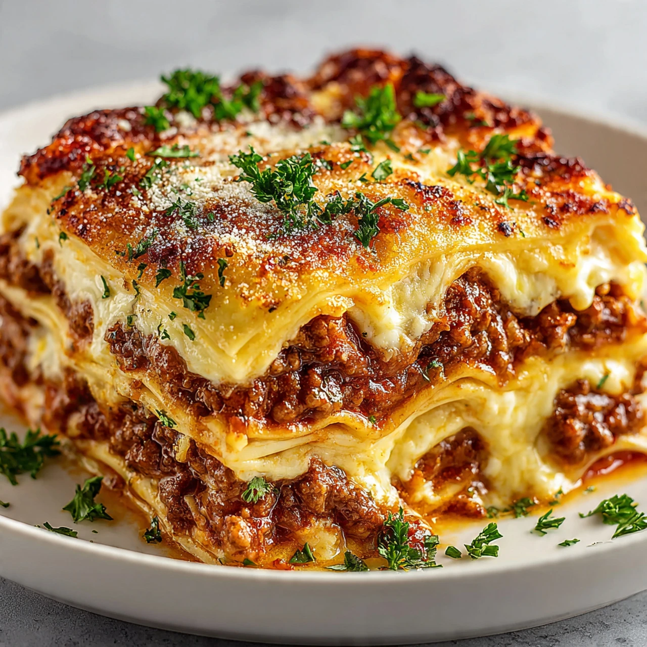 Parmesan Garlic Bacon Cheeseburger Lasagna
