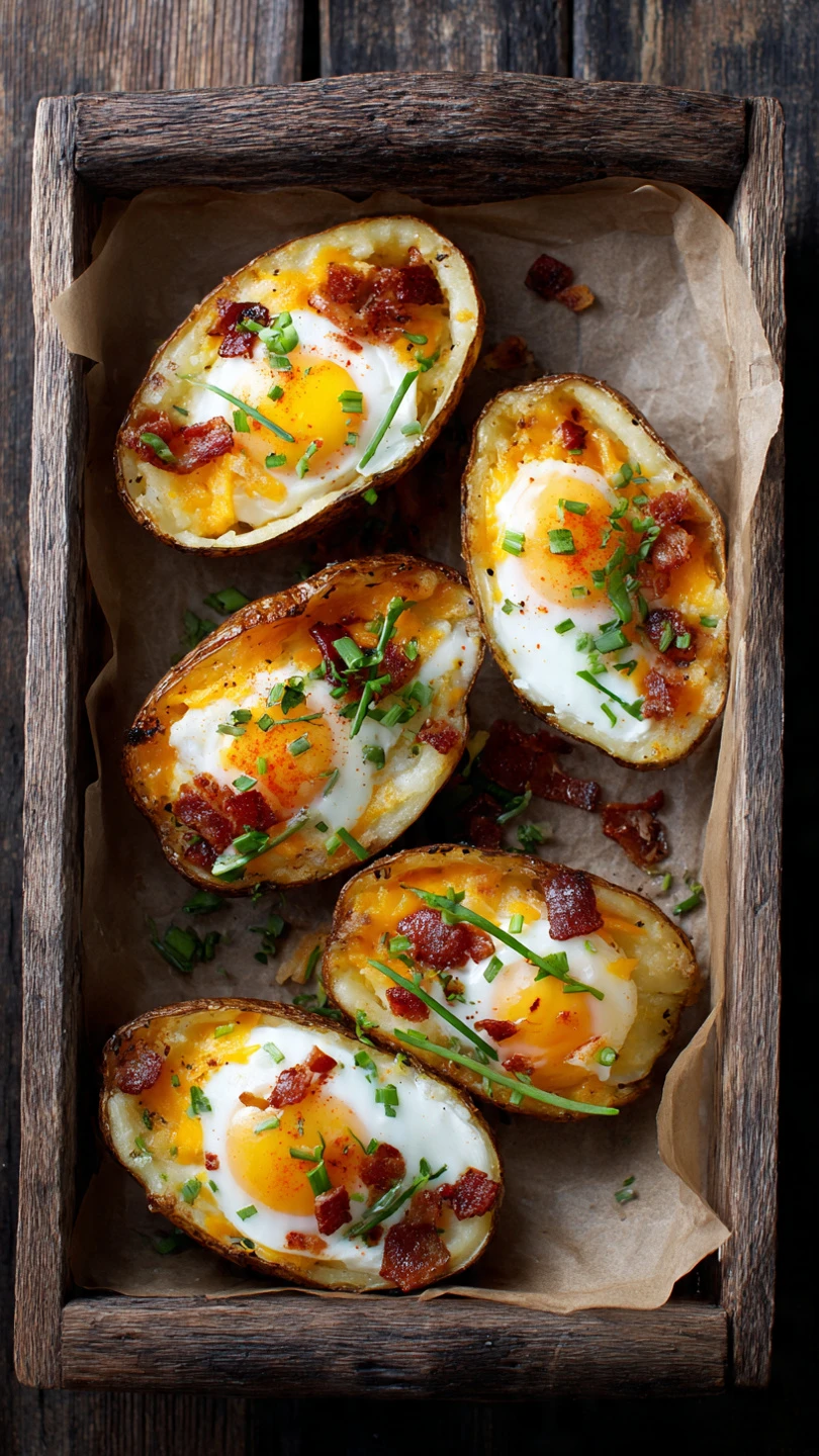 Twice Baked Breakfast Potatoes With Bacon Recipe Stuffed Breakfast Potatoes Easy Recipe Cheesy Twice Baked Breakfast Potat...