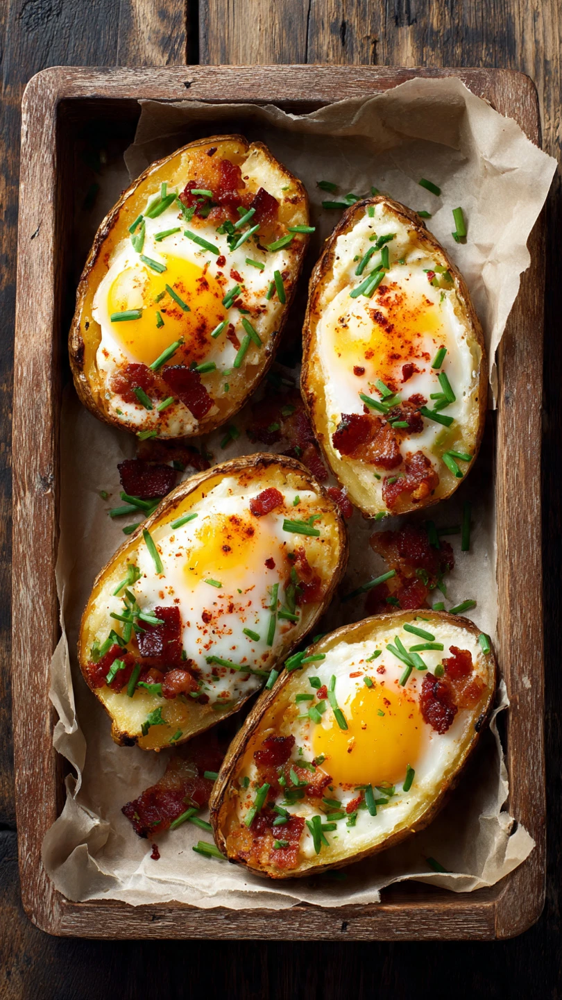 Twice Baked Breakfast Potatoes With Bacon Recipe Stuffed Breakfast Potatoes Easy Recipe Cheesy Twice Baked Breakfast Potat...