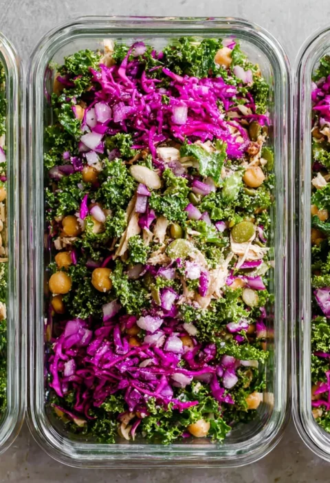 High Protein Meal Prep Salad Chicken Chickpeas