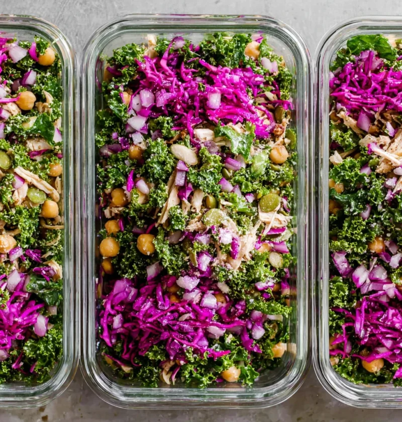 High Protein Meal Prep Salad Chicken Chickpeas