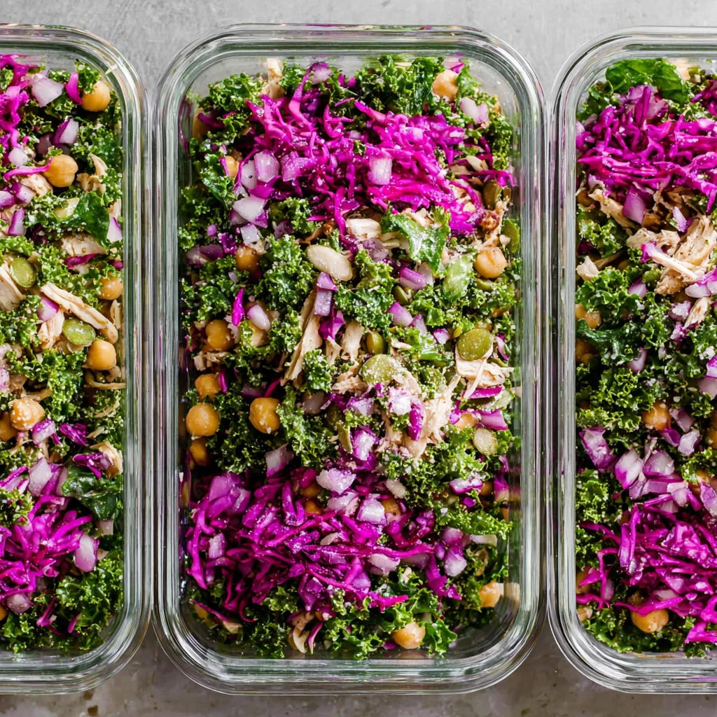 High Protein Meal Prep Salad with Chicken & Chickpeas