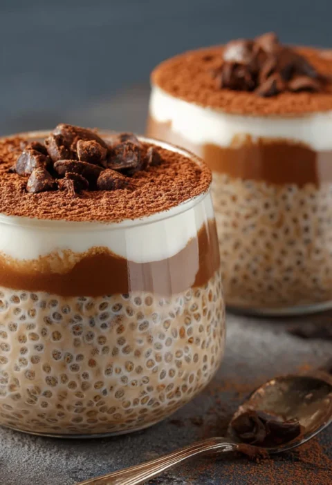 High Protein Tiramisu Chia Pudding